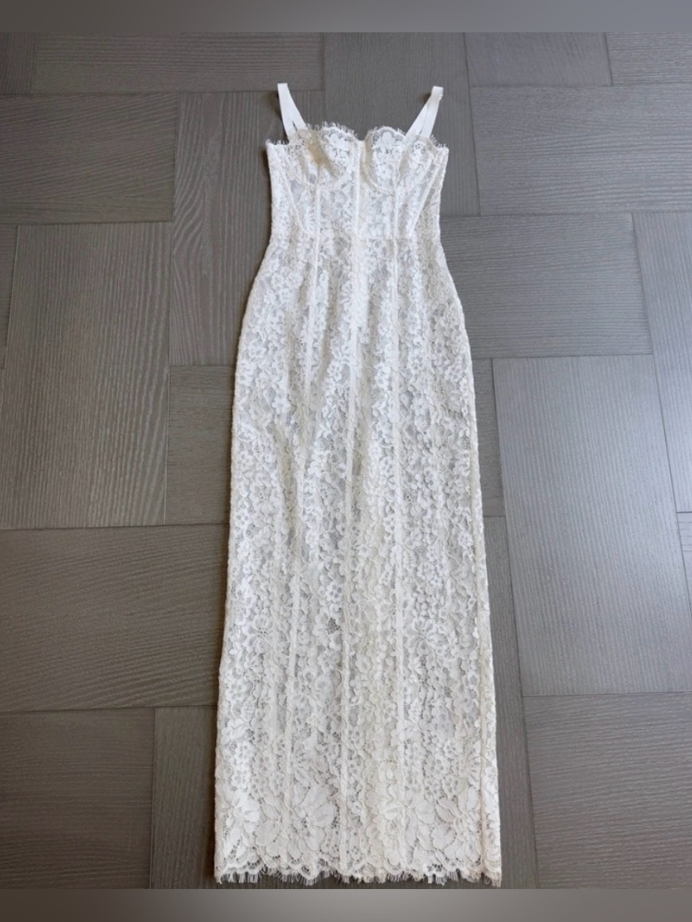 Helsa The Lace Column Dress White - Picture 4 of 5